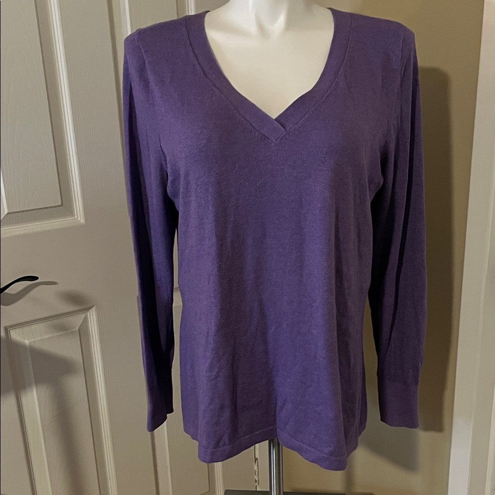 Purple V-Neck Women's Sweater